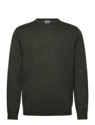 Lindbergh Black 100 % Merino Crew Neck Knit Khaki Green