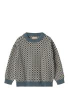 Wheat Jaquard Pullover Flores Blå