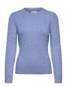 GANT Stretch Cotton Cable C-Neck Blå