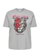 ONLY Carmakoma Cartico Life Ss Relaxed O-Neck Tee Jrs Grå