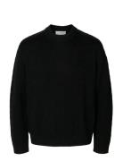 Selected Slhphilip Ls Knit Relaxed Crew Neck Svart