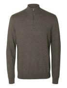 Selected Slhberg Half Zip Cardigan Noos Brun