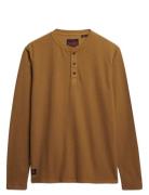 Superdry Waffle Long Sleeve Henley Top Brun
