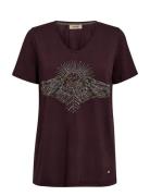 MOS MOSH Mmnadine O-Ss Deco Tee Burgundy