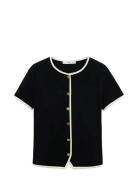 Mango Cotton T-Shirt With Contrasting Trim Svart