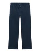 Mango Cotton Drawstring Joggers Marinblå