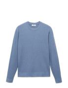 Mango Fine Rib-Knit Cotton Sweater Blå