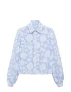 Mango Striped Shirt With Embroidered Details Blå