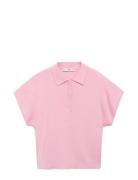 Mango Short-Sleeved Polo-Neck Sweater Rosa