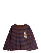 Mini Rodini Stripe Bird Patch Ls Tee Brun