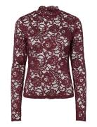 YAS Yaslacey Ls Lace Top S. Noos Burgundy