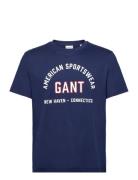 GANT Printed Graphic Ss T-Shirt Blå