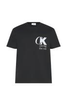 Calvin Klein Ss 20S Eu Ck Overlap Graphic Tee Svart
