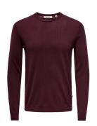 ONLY & SONS Onswyler Life Reg 14 Ls Crew Knit Noos Burgundy