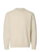 Selected Slhrai Ls Knit Crew Neck Noos Kräm