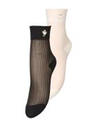Becksöndergaard Floral Sheer Sock 2 Pack Svart