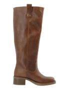 Bianco Biamary Knee High Pull On Boot Pull Up Leather Brun