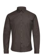 Lindbergh Yarn Dyed Oxford Superflex Shirt Brun