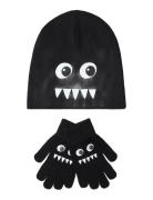 Lindex Jersey Beanie And Magic Gloves Svart