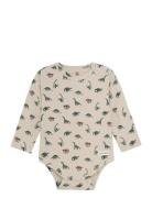 En Fant Body Ls Rib Aop Kräm