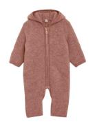 Huttelihut Pram Suit Ears Wool Fleece Rosa