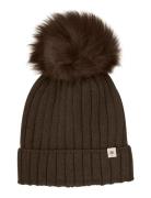 Huttelihut Hat Knit Alpaca Pompom Brun