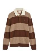 GANT Extrafine Lambswool Striped Polo Brun