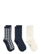 GANT Dot And Gingham Check Socks 3-Pack Marinblå