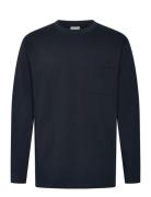 Lindbergh Over D Pocket Tee L/S Marinblå