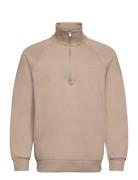 Lindbergh Half Zip Raglan Sweatshirt Beige