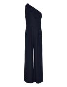 Lauren Ralph Lauren Bow-Trim Crepe -Shoulder Jumpsuit Marinblå