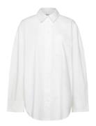 Monki Over D Long-Sleeved Cotton Shirt Vit
