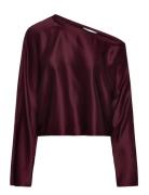 Ahlvar Gallery Alma Satin Blouse Burgundy