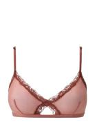 Understatement Underwear Mesh Lace Trim Triangle Bralette Rosa