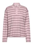 Monki Long-Sleeved Cotton Polo Top Rosa
