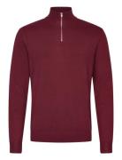 Lindbergh Half Zip Mélange Knit Burgundy