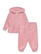 Ralph Lauren Baby Velour Hoodie & Jogger Pant Set Rosa