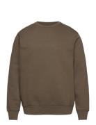 Lindbergh O-Neck Brand Carrier Sweatshirt Khaki Green
