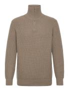 Selected Slhland Ls Knit Half Zip Beige