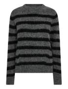 MOS MOSH Mmthora Stripe Crewneck Knit Grå