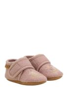 En Fant Wool Slippers W. Embroidery Rosa