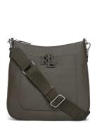 Lauren Ralph Lauren Pebbled Leather Large Cameryn Crossbody Khaki Gree...