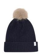 Minymo Hat W. Detachable Fake Fur Marinblå
