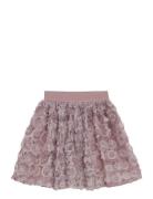 Minymo Skirt W. Mesh Flowers Rosa