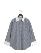 GANT Os Contrast Collar Striped Shirt Grå