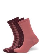 GANT Dot And Gingham Check Socks 3-Pack Korall