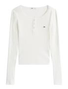 Tommy Jeans Tjw Slim Sh Irregular Rib Ls Vit