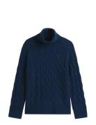 Tommy Hilfiger Soft Wool Cable Roll-Nk Ls Swt Marinblå