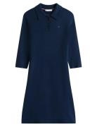 Tommy Hilfiger Soft Wool Half Sl F&F Polo Dress Marinblå