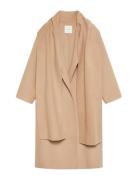 Calvin Klein Dbl Face Wool Scarf Coat Beige